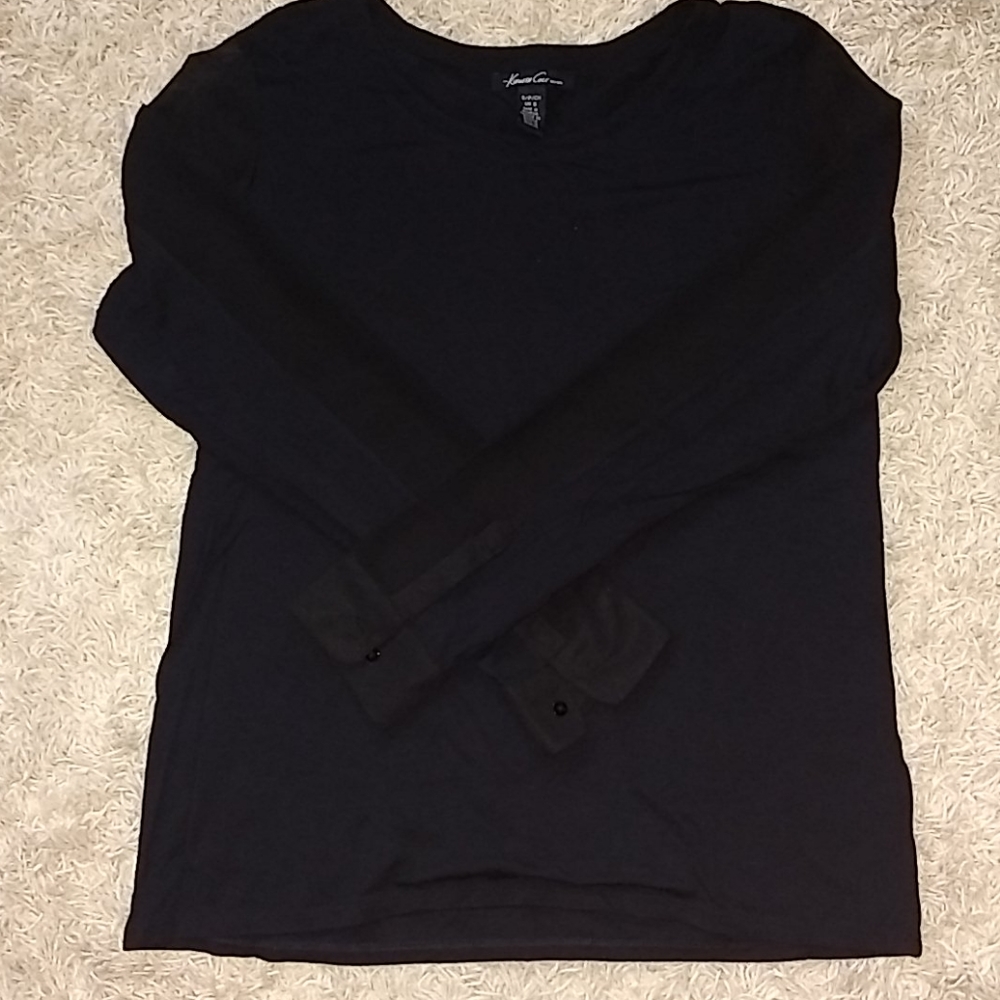 Kenneth Cole Long Sleeve Blouse with Mesh Sleeves